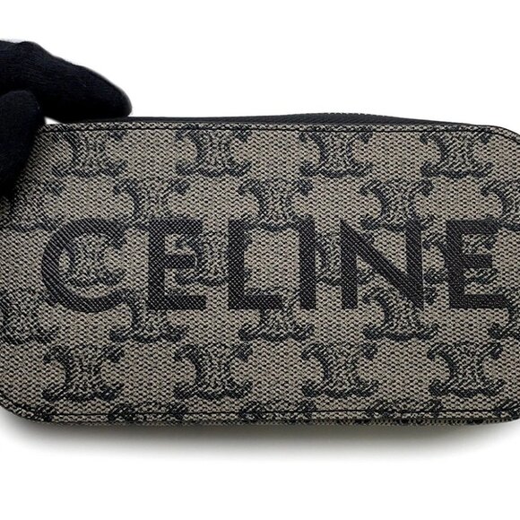 CELINE Logo Horizontal Pouch PVC/Leather Black 10L272GC6.02SI - Picture 3 of 10